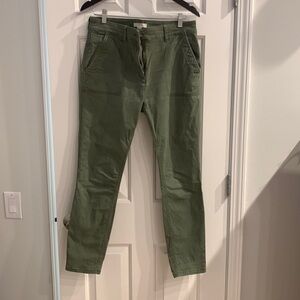 Army/olive green cotton/spandex Loft casual pants